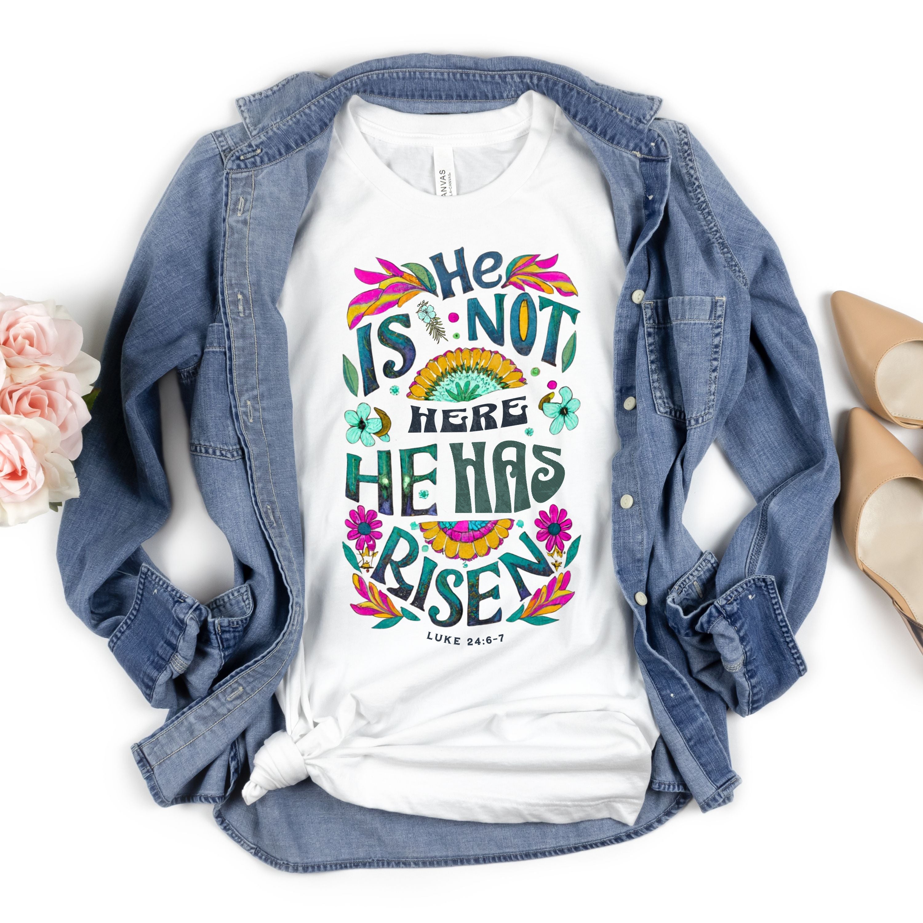 He is Not Here Graphic Tee – Willow Springs Boutique & Design