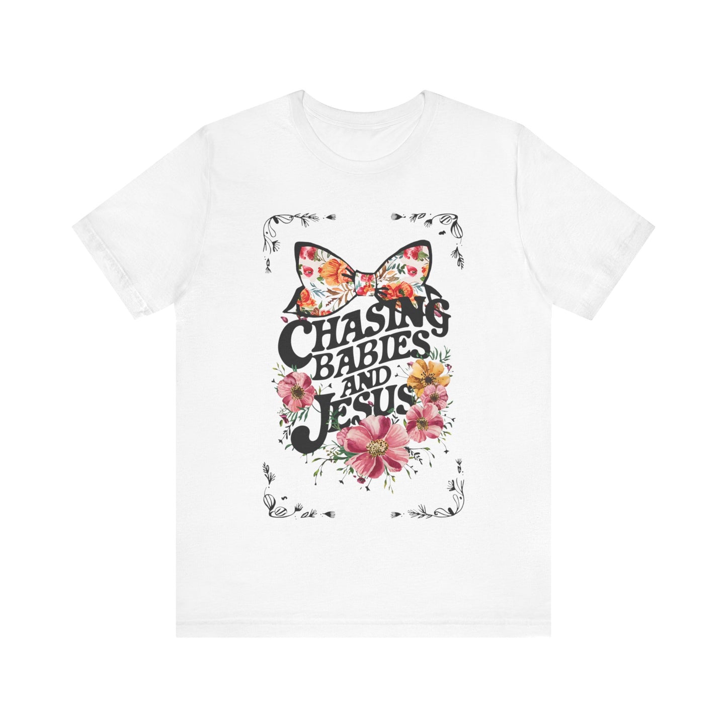 Chasing Babies & Jesus Coquette Motherhood Graphic Tee